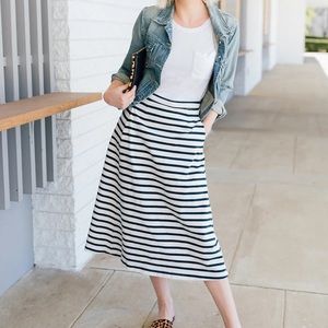 T by Alexander Wang stripe midi skirt